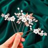 GORAIS Bridal Hair Pins Rose Gold Pearl Wedding Hair Accessories Bride Hair Clips for Women (Pack of 3) view 1