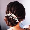 GORAIS Bridal Hair Pins Rose Gold Pearl Wedding Hair Accessories Bride Hair Clips for Women (Pack of 3) view 2