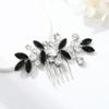 Catery Rhinestone Bride Wedding Hair Comb Black Crystal Side Comb Bridal Hair Piece Leaf Headpiece Bridesmaid Hair Accessories for Women and Girls view 1