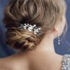 Catery Rhinestone Bride Wedding Hair Comb Black Crystal Side Comb Bridal Hair Piece Leaf Headpiece Bridesmaid Hair Accessories for Women and Girls view 2