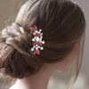Catery Rhinestone Bride Wedding Hair Comb Red Crystal Side Comb Bridal Hair Piece Clips Headpiece Bridesmaid Hair Accessories for Women and Girls view 3