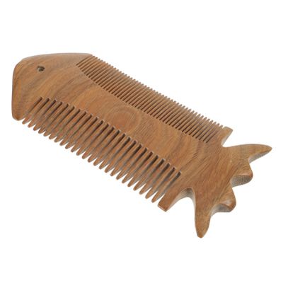 DOITOOL Sandalwood Beard Comb for Hair With Dual Sided Fine Coarse Teeth Fish Shape Beard Comb Healthy Fine Teeth Wooden Comb (Green)