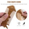 DOITOOL Sandalwood Beard Comb for Hair With Dual Sided Fine Coarse Teeth Fish Shape Beard Comb Healthy Fine Teeth Wooden Comb (Green) view 2