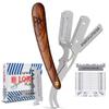 BEAUTICONE Straight Razors for Men, Straight Edge Razor, 100 Single Edge Blades, Stainless Steel, Barber Razor for Men's Shaving, Barber Shaving Knife, Wooden, Swinglock view 1