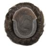 Lace Front Toupee For Men 100% Real Human Hair Wigs For Men Thin Skin With French Lace Mens Toupee Bleached Knots Natural Looking Mix Gray Hair Pieces For Men US Stock. (7X9"-100% Light to medium Density, 240# Darkest Brown with 40% Synthetic Grey) view 4