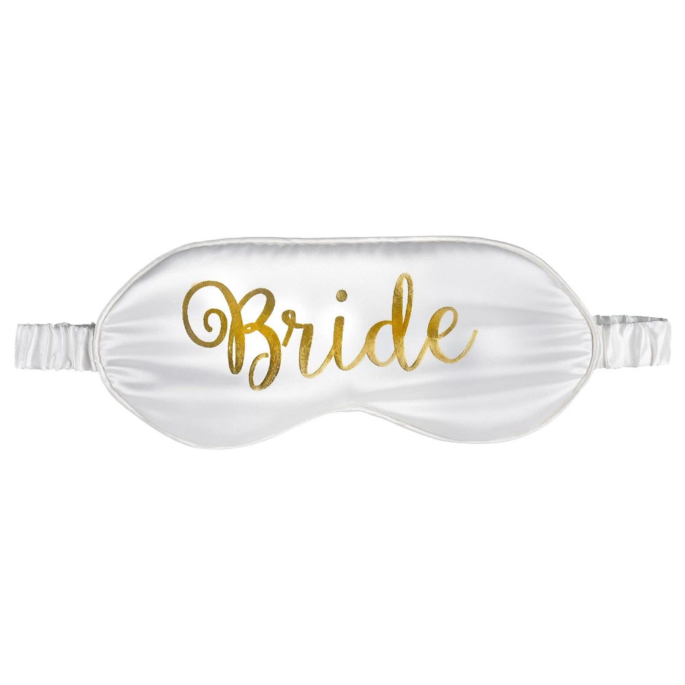 Elegant Fabric Bride Sleep Eye White Mask - 4.5 x 8.5 Inches (Pack of 1) - Stunning & Comfortable Bridal - Perfect Bridal Shower Gift