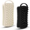 2 PC Silicone Body Scrubber, 2 in 1 Exfoliating Shower Bath Scrubber, Soft Silicone Loofah for Sensitive Skin, Shower Hair Scalp Massager, Easy to Clean, Lather Well (Grey&Black) view 1
