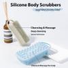 2 PC Silicone Body Scrubber, 2 in 1 Exfoliating Shower Bath Scrubber, Soft Silicone Loofah for Sensitive Skin, Shower Hair Scalp Massager, Easy to Clean, Lather Well (Grey&Blue) view 2