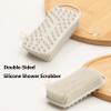 2 PC Silicone Body Scrubber, 2 in 1 Exfoliating Shower Bath Scrubber, Soft Silicone Loofah for Sensitive Skin, Shower Hair Scalp Massager, Easy to Clean, Lather Well (Grey&Blue) view 3