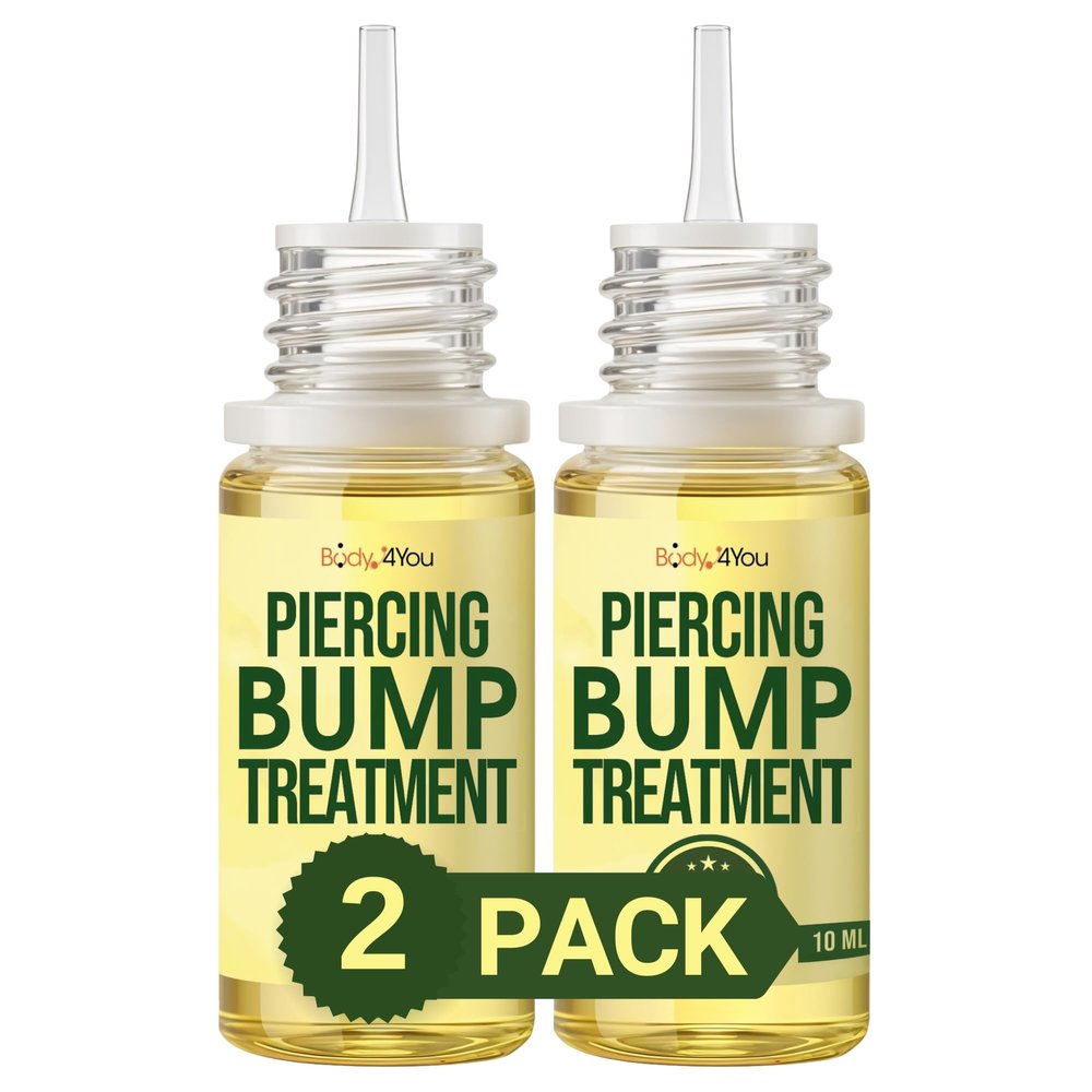 BodyJ4You Piercing Keloid Bump Removal - Natural Oil Piercing Bump Treatment - Nose Septum Belly Ear Cleaner Soothing Skin Recovery Solution - Safe Care New Piercing Reduce Scars - 2 x 0.33 Fl Oz