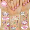xo, Fetti 21st Birthday Party Decorations Temporary Tattoos - 48 pcs | Fun Bday Girl Party, Finally 21, RIP Fake ID, HBD, Disco Cowgirl Party, Twenty One Tiara view 1