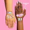 xo, Fetti 21st Birthday Party Decorations Temporary Tattoos - 48 pcs | Fun Bday Girl Party, Finally 21, RIP Fake ID, HBD, Disco Cowgirl Party, Twenty One Tiara view 4