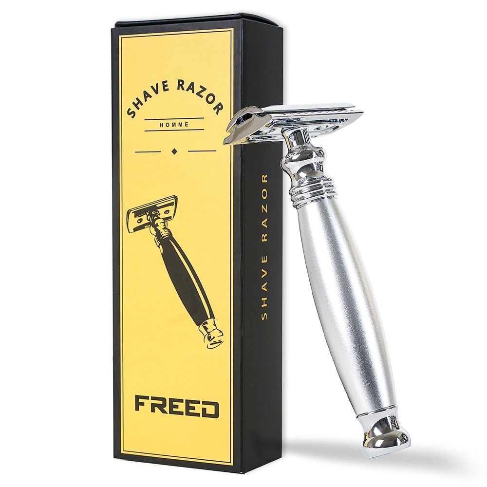 FREED Double Edge Safety Razor with alloy handle and 10 Japanese 6cr13 Stainless Steel Double Edge Safety Razor Blades,It's the best gift for men, fathers,or birthdays
