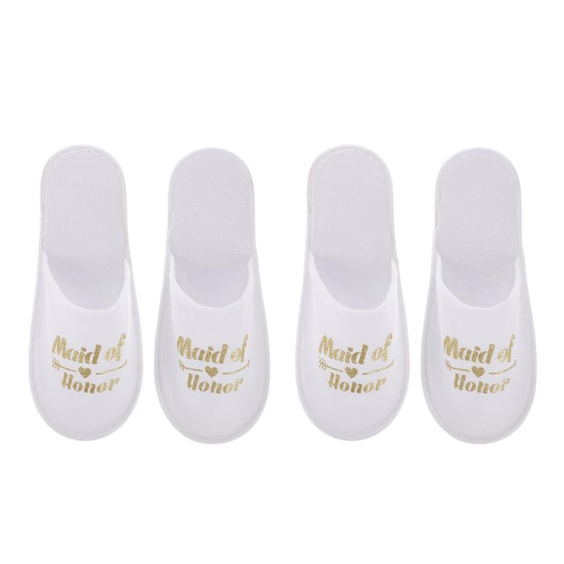 Abaodam Bridesmaid Disposable Slippers 2 Pairs Wedding Party Cloth Spa Slippers Practical Maid of Honor Gift for Women Pajama Night Footwear