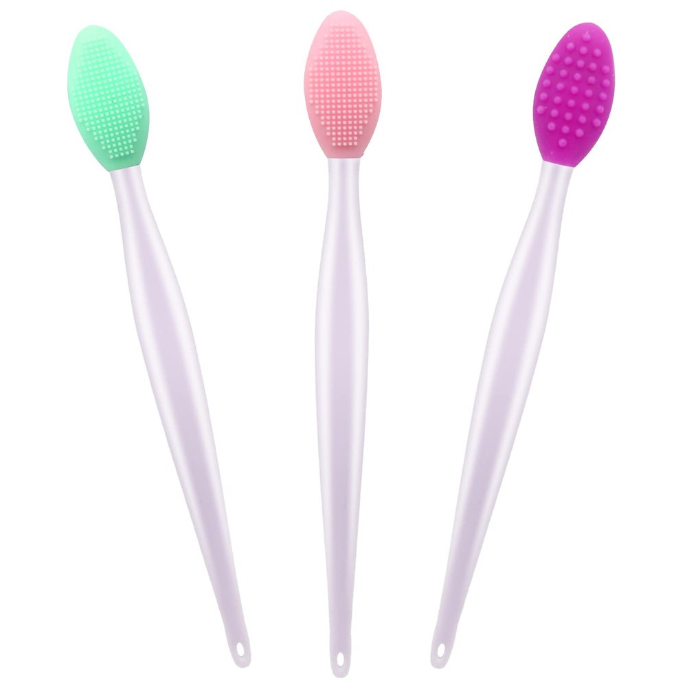 Lip Scrub Tool Silicone Lip Brush Exfoliating Double-Sided Lip Scrubber Tool for a Smoother and Fuller Appearance,Cleaner,Work for Lips Nose and Face Cleansing