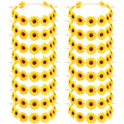 16 Pieces Sunflower Headbands for Women Yellow Daisy Headbands Flower Crowns Hippie Hair Accessories Sunflower Crowns Party Favor for Wedding Bridal Shower Festivals Photo Props Women Girls Baby