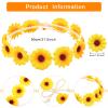 16 Pieces Sunflower Headbands for Women Yellow Daisy Headbands Flower Crowns Hippie Hair Accessories Sunflower Crowns Party Favor for Wedding Bridal Shower Festivals Photo Props Women Girls Baby view 2