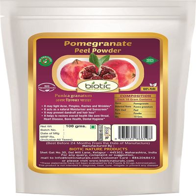 Veena Biotic Pomegranate Peel Powder (Punica Granatum) Anar Peel Powder - 100g