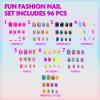 96 Pcs Press-On Nails Including 3D and Glow-In-Dark Artificial False Nails Set for Tweens with Pre-Glue Full Cover Acrylic Nail Tip Kit, Great for Gifts, by Townley Girl view 2