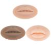 Real Touch Soft Semi Permanent 3D Silicone Lips with Fake for Training Lips Ear Tongue Eye Mouth 3D Silicone with Display Stand Practice Tool for Piercing Model Home Medicine(dark view 1