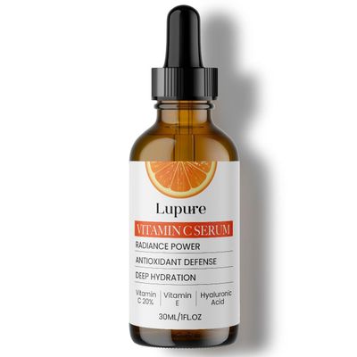 Lupure Professional Vitamin C Face Serum 20%, Anti Aging Facial Super Vit C Serum with Ascorbic Acid Hyaluronic Acid & Vitamin E for Dark Spots, Skin Care, Christmas Gift & Stocking | 1 Fl. Oz