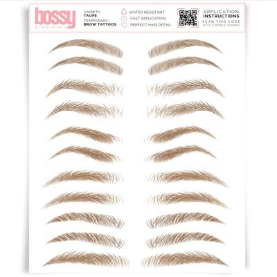 Brows by Bossy Studio & Co Temporary Eyebrow Tattoos Waterproof Eyebrow Stickers, False Tattoos Hair Like Peel Off Instant Transfer Brow variety taupe