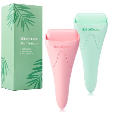 2 Pack Ice Roller for Face and Body Massage, Facial Roller Skin Care Tool for Reduce Wrinkles and Puffiness, Migraine Pain Relief and Skin Tighten, Cold Therapy for Cooling and Calming.(Pink+Green)