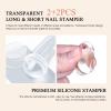 Saviland French Tip Nail Stamp: 8PCS Clear Silicone Nail Stamping Nail Art Stamper Kit, 2+2PCS Long & Short Jelly Stamper with Scrapers Nail Stamper Kit for French Manicure Home DIY Nail Salon view 2