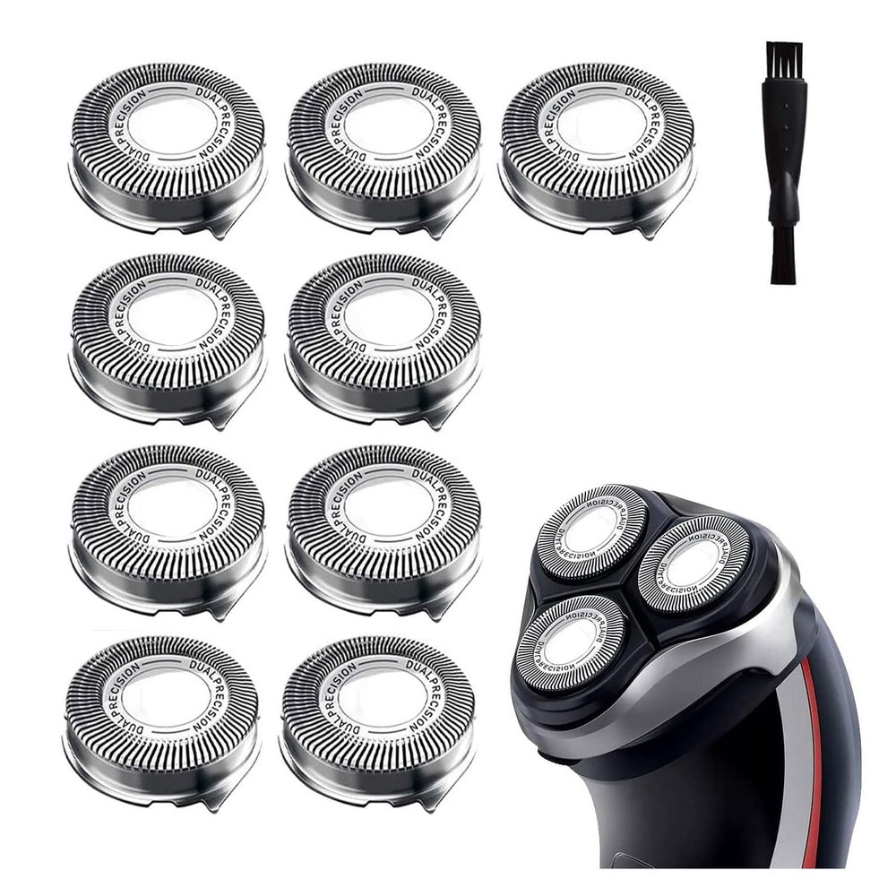 HQ8 Replacement Heads Blade Compatible with Norelco Razor and Aquatec Shavers, Razor Blades for PT720 AT880 AT810 AT891, New Upgraded HQ8 Blades for Norelco HQ8 Series Shavers, 9-Pack & Brush