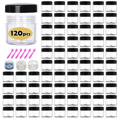 20 ml Containers Bulk 0.7 oz Round Pot Jars 120PCS Sample Containers Lip Scrub Containers Mini Plastic Cosmetic Containers with Lid for Lip Scrub, Body Butters, Cream, Slime, Craft Storage
