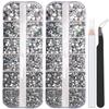 5320 Pieces Flat Back Gems Round Crystal Rhinestones 6 Sizes (1.5-6 mm) with Pick Up Tweezer and Rhinestones Picking Pen for Crafts Nail Face Art Clothes Shoes Bags DIY (Clear AB) view 1
