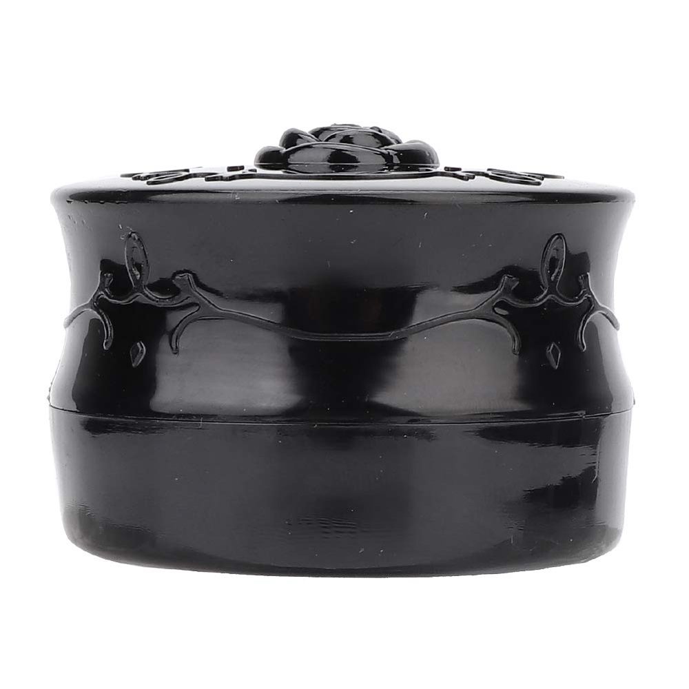 ANGGREK Powder Puff And Container, Powder Puff Container Vintage Rose Empty Makeup Loose Powder Dispenser Box Cosmetic Case With Powder Puff Black (Black)