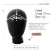 Acenail Rhinestone Head Chain Hair Jewelry Wedding Bride Headpieces Gold Headbands Women Head Jewelry Boho Hair Chains Bridal Halloween Hair Accessories (Splendid-Gold) view 3