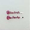 Faship A Pair Of Pink Premium Rhinestone Crystal Floral Hair Clips 2 Pcs Pins view 3