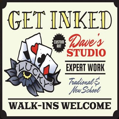 Get Inked Sign, Expert Art Work, Tat, Tattoo Art, Tattoo Shop Sign, Tattoo Gift, Tattoo Shop, Tattoo Decor, Skin Artist- Tattoo Store Sign Outside Barn Gift Farm Life Farmer Love Farm Goat Lovers Retro Metal Tin Sign Coffee Bar Wall Decor 8x12inch