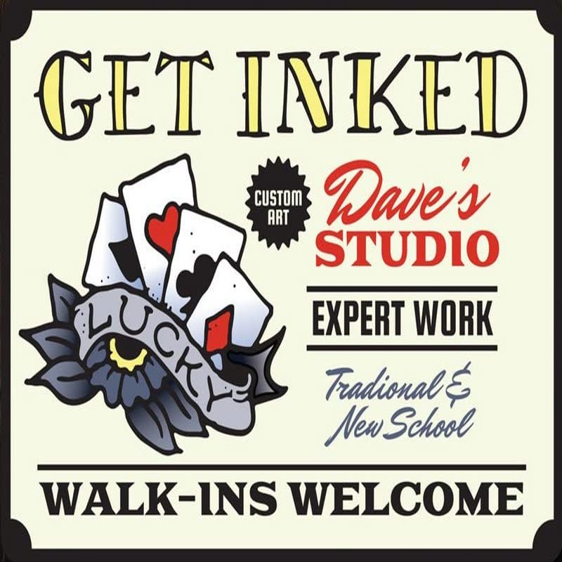 Get Inked Sign, Expert Art Work, Tat, Tattoo Art, Tattoo Shop Sign, Tattoo Gift, Tattoo Shop, Tattoo Decor, Skin Artist- Tattoo Store Sign Outside Barn Gift Farm Life Farmer Love Farm Goat Lovers Retro Metal Tin Sign Coffee Bar Wall Decor 8x12inch