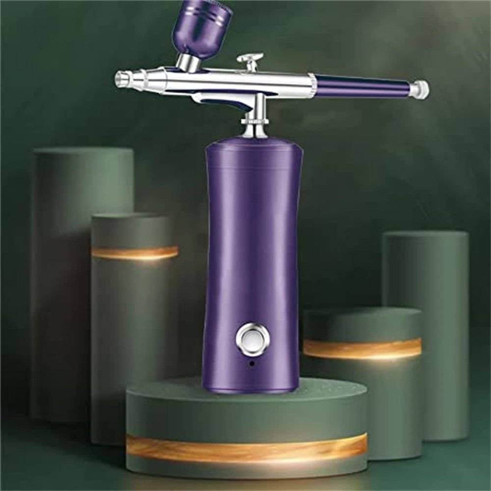 Multifunctional Cordless Mini Air Compressor Kit Airbrush Paint Airbrush Airbrush for Nail Art Tattoo Craft Cake Nano Mist Sprayer,Purple
