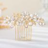 Olbye Rhinestone Crystal Bridal Headpiece - Flower Hair Comb, Clips for Brides, Bridesmaids, and Women (Gold) view 1