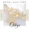 Olbye Rhinestone Crystal Bridal Headpiece - Flower Hair Comb, Clips for Brides, Bridesmaids, and Women (Gold) view 2