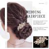 Olbye Rhinestone Crystal Bridal Headpiece - Flower Hair Comb, Clips for Brides, Bridesmaids, and Women (Gold) view 3