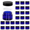 1oz Glass Jar with Lid, Hoa Kinh 25Pack Blue Round Containers Cosmetic Glass Jars with Inner Liners and Black Lids Travel Jars for Storing Lip and Body Scrub, Lotion, Body Butter, Bath Salts, Liquid view 1