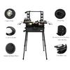 Tense Edano Aluminum Trolley Makeup Train Case with LED Lights Professional Cosmetic Organizer Studio with Speaker, Wheels and Stands Rolling Lighted Makeup Vanity Station for Travel (Black) view 2