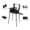 Tense Edano Aluminum Trolley Makeup Train Case with LED Lights Professional Cosmetic Organizer Studio with Speaker, Wheels and Stands Rolling Lighted Makeup Vanity Station for Travel (Black) view 3