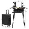 Tense Edano Aluminum Trolley Makeup Train Case with LED Lights Professional Cosmetic Organizer Studio with Speaker, Wheels and Stands Rolling Lighted Makeup Vanity Station for Travel (Black) view 4