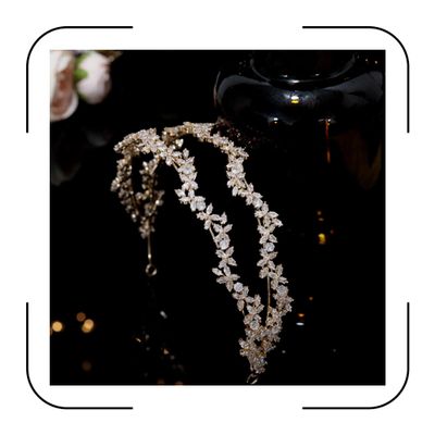 Aoligrace Double-row AAA Cubic Zirconia Wedding Headband for Women Princess CZ Headpiece Birthday Bridal Floral Headpiece