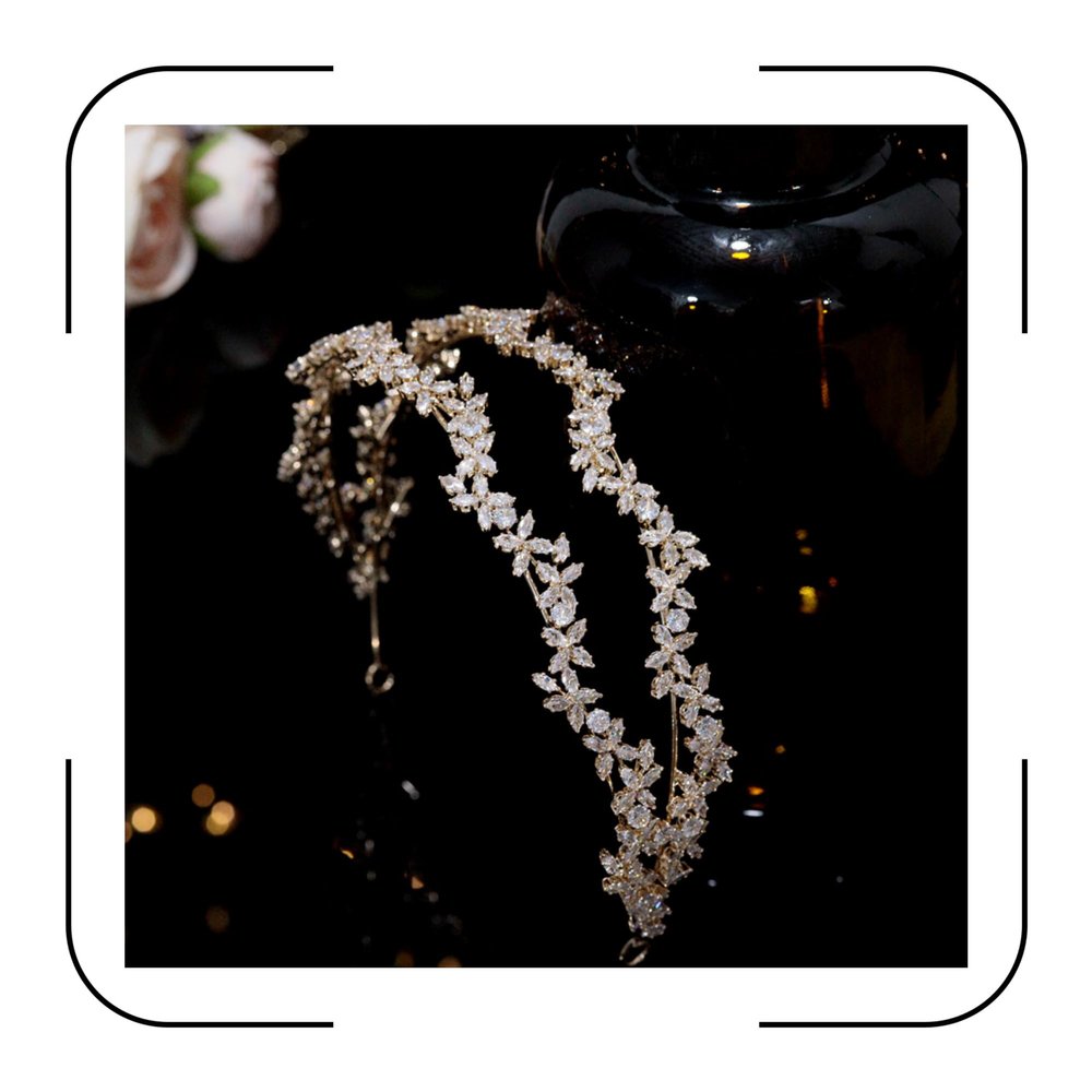 Aoligrace Double-row AAA Cubic Zirconia Wedding Headband for Women Princess CZ Headpiece Birthday Bridal Floral Headpiece