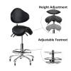Cadiario Saddle Stool Rolling Chair Tall with Backrest Foot Rest Hydraulic Swivel Adjustable Height Ergonomic Tilt Thick Seat with Casters for Dental Hygienist Eyelash Technician Hairstylist Black view 3