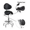 Cadiario Saddle Stool Rolling Chair Tall with Backrest Foot Rest Hydraulic Swivel Adjustable Height Ergonomic Tilt Thick Seat with Casters for Dental Hygienist Eyelash Technician Hairstylist Black view 4