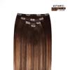 12" Clip in Hair Extensions Remy Human Hair Brown Balayage for Women - Silky Straight 100% Real Human Hair 50grams 4pieces #2T(6P2) Color view 2