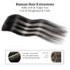 12" Clip in Hair Extensions Remy Human Hair Black Balayage Silver for Women - Silky Straight 100% Real Human Hair 50grams 4pieces #1BT(SilverP1B) Color view 3